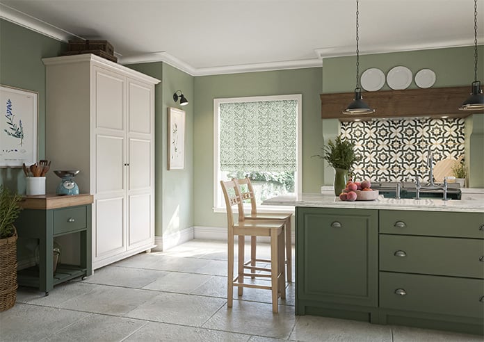 Fitzrovia Print, Subtle Greens - Motorised Roman Blind - Image 6